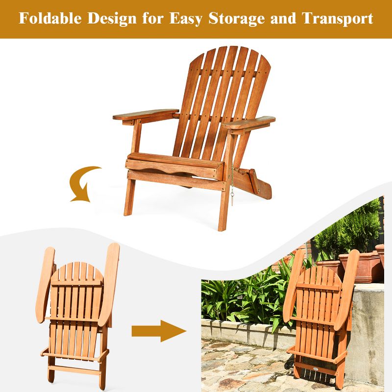 Tangkula Outdoor 3 Pieces Adirondack Chair Patio Furniture Set Eucalyptus Wood, 3 of 6