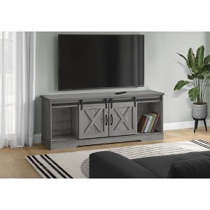 60" Wood-Look TV Stand with Metal Track, TV Console with Sliding Barn Doors, Storage Cabinets & Cable Management for Living Room - 1 of 4