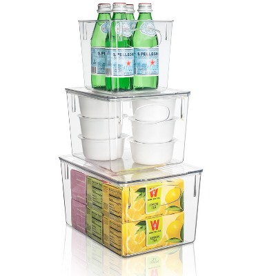 Sorbus Variety Pack Clear Acrylic Storage Bins with Handles and Lids - for Kitchen, Cabinet Organizer, Pantry & Refrigerator