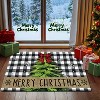 Lomsoe 1pc Black & White Checkered Christmas Door Mat with Red Bow & Green Tree - Plaid Snowflake Design, Front Door Christmas Gift. - 2 of 4