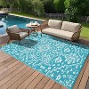 Waterproof Outdoor Rug Medallion Patio Rug, Reversible Plastic Straw Rugs, UV-Resistant Outside Mat for Porch Deck Backyard Balcony - 2 of 4