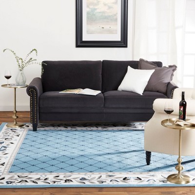 Reversible Blue/Ivory Diamond-Floral Synthetic Area Rug, 7'8"x10'7"