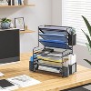 Simple Trending 7 Tier Desk File Organizer, Letter Tray Paper Organizer with Pen Holder and Metal Hanging Basket, Black - 4 of 4