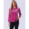 INSPIRE CHIC Women's Pocket Front Velvet Long Sleeve Casual Button Down Shirt - 2 of 4