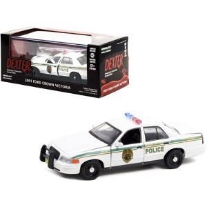 2001 Ford Crown Victoria Police Interceptor White Miami Metro Police Dept Dexter TV Series 1/43 Diecast Model Car by Greenlight - 1 of 3
