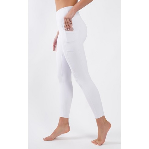 90 Degree By Reflex Womens High Waist Tummy Control Interlink Squat Proof  Ankle Length Leggings - White - Small