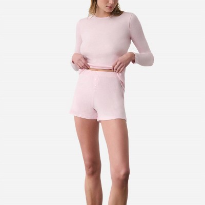 Women's Regan Pima Cotton Ribbed High Waisted Short - skin