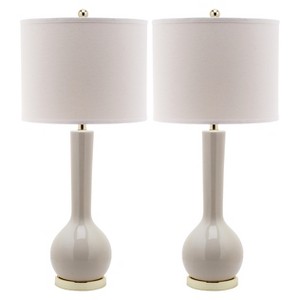 Long Neck Ceramic Table Lamp - Safavieh , Light Gray/White