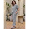 INSPIRE CHIC Women's Plaid Cute Gingham Short Sleeve Babydoll Shirt Pants Pajama Lounge Set - 4 of 4