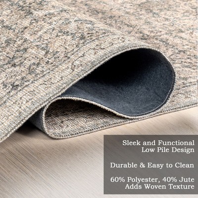 Hillstone Gray Rectangular Synthetic Vintage Medallion Area Rug