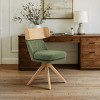 Art Leon Linen Fabric Swivel Armless Home Office Chair with Solid Oak Wood Legs - 4 of 4