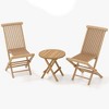 Costway 3PCS Patio Bistro Set Round Table Indonesia Teak Wood Folding Chair Slatted Tabletop Seat - 2 of 4