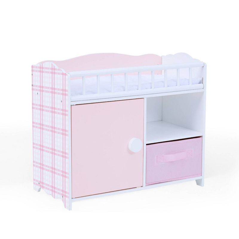 Olivia&#39;s Little World Wooden Baby Doll Crib with Storage Cabinet Pink/White, 6 of 11