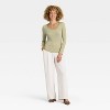 Women's Long Sleeve Lace Trim Scoop Neck Top - A New Day™ - 3 of 4