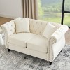 58.8" Chesterfield Velvet Loveseats with Tufted Back,Rolled Arms & Nailhead Trim for Living Room,Bedroom-Baofuwish - 3 of 4