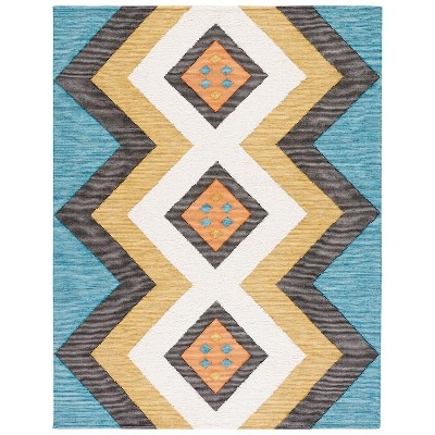 Hand-Knotted Black and Ivory Wool Rectangular Area Rug, 6' x 9'