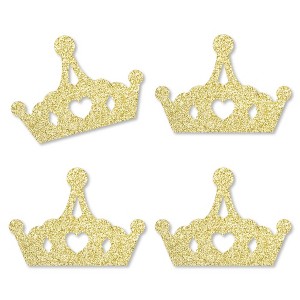 Big Dot of Happiness Gold Glitter Princess Crown - No-Mess Real Gold Glitter Cut-Outs - Princess Baby Shower or Birthday Party Confetti - Set of 24 - 1 of 4