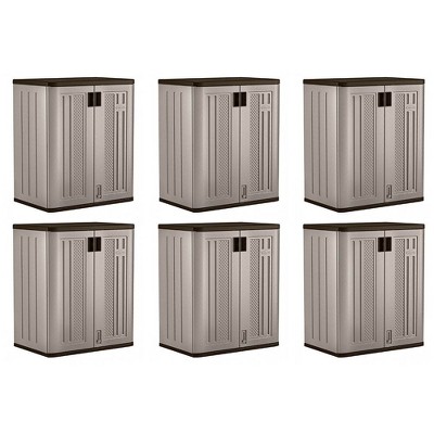 Suncast 9 Cu Ft Heavy Duty Resin Garage Base Storage Cabinet, Platinum (6 Pack)