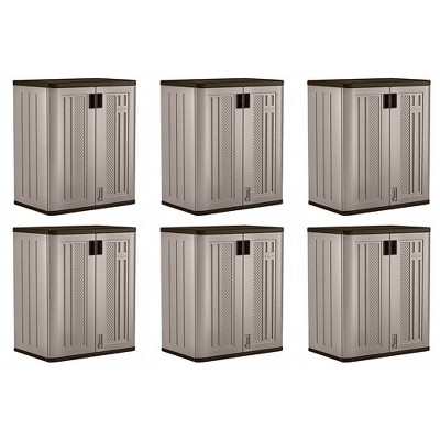  Suncast 9 Cu Ft Heavy Duty Resin Garage Base Storage Cabinet, Platinum (6 Pack) 