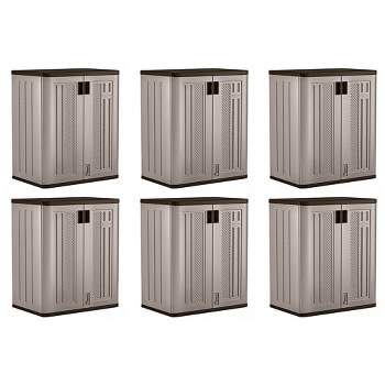 Suncast 9 Cu Ft Heavy Duty Resin Garage Base Storage Cabinet, Platinum (6 Pack)