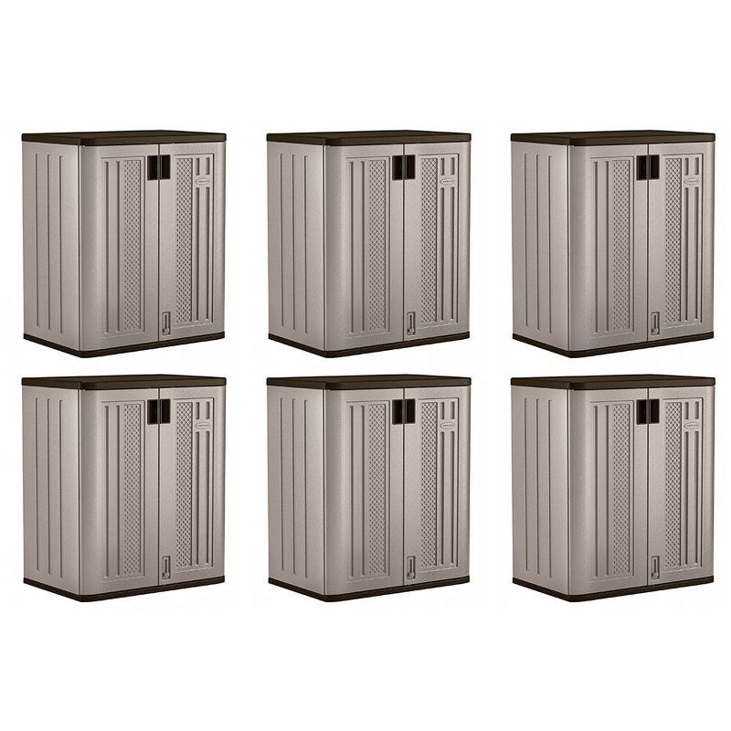 Suncast 9 Cu Ft Heavy Duty Resin Garage Base Storage Cabinet, Platinum (6 Pack), 1 of 7