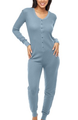 Women's Soft Ribbed Waffle Rib Knit Pajamas, Onesie, Jumpsuit