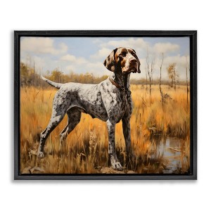 Stupell Industries White Spotted Bird Dog Floating Frame Canvas Art, Black, 31" x 25" - 1 of 4