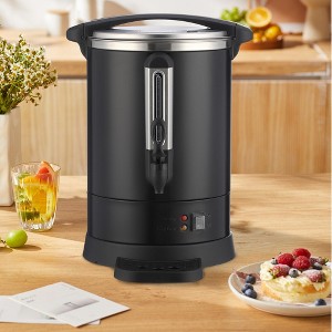 14L Commercial Coffee Urn - 304 Stainless Steel Double Layer Coffee Pot with Bottom Groove, 80 Cups, Hot Water Dispenser and Coffee Percolator - 1 of 4