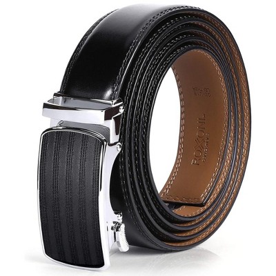 Roxoni Men's Ultra Soft Geniune Leather Rachet Rectangular Prism Dress Belt