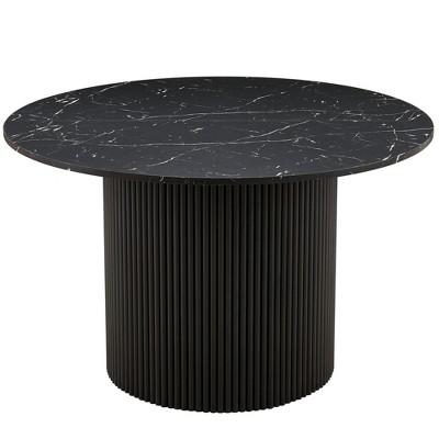Sapphtopaz Round Dining Table Kitchen Table Farmhouse Wood Strip Base Wood Veneer Tabletop for Kitchen, Small Spaces