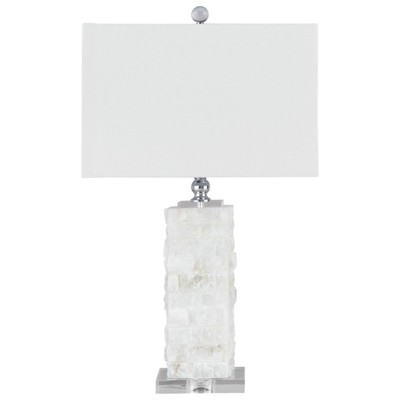 White Alabaster and Acrylic Table Lamp with Rectangular Shade