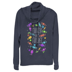 Juniors Womens Lost Gods Halloween Candy Explosion Cowl Neck Sweatshirt - 1 of 4