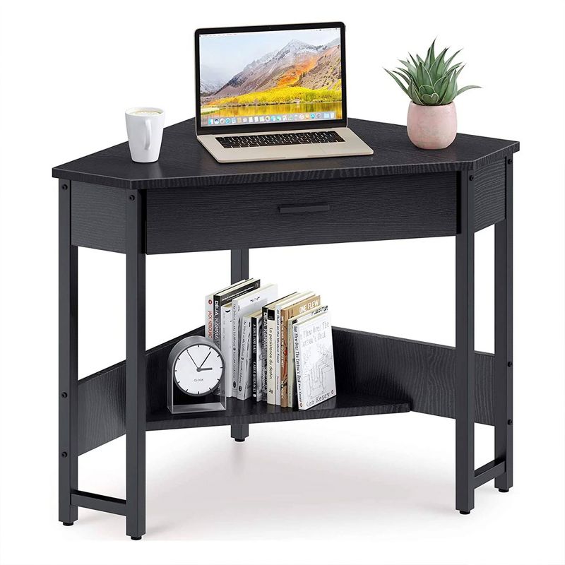 ODK Modern Triangle Corner Fit Computer Workstation with Large Drawer and Bottom Display Shelf for Apartments, Studios, and Office, 1 of 6