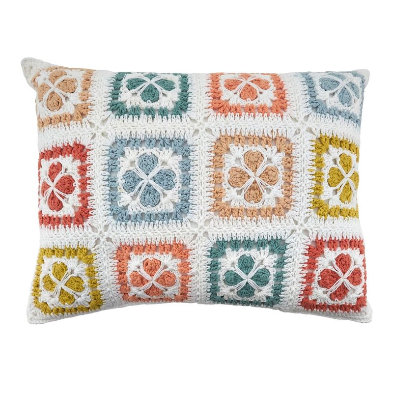 Saro Lifestyle Saro Lifestyle Crochet Decorative Pillow Cover, Multi, 12"x16", 1 of 3