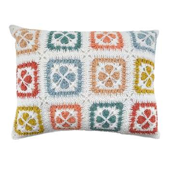 Saro Lifestyle Saro Lifestyle Crochet Decorative Pillow Cover, Multi, 12"x16"