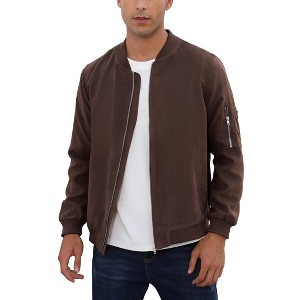 Mens Bomber Jackets Faux Suede Lightweight Flight Jacket Zip Up Active Coat - 1 of 4