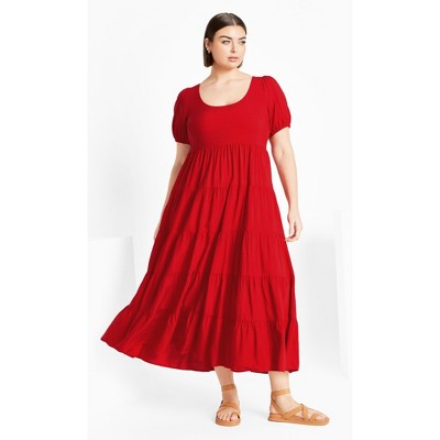 Women's Plus Size Mila Plain Dress - crimson | CITY CHIC