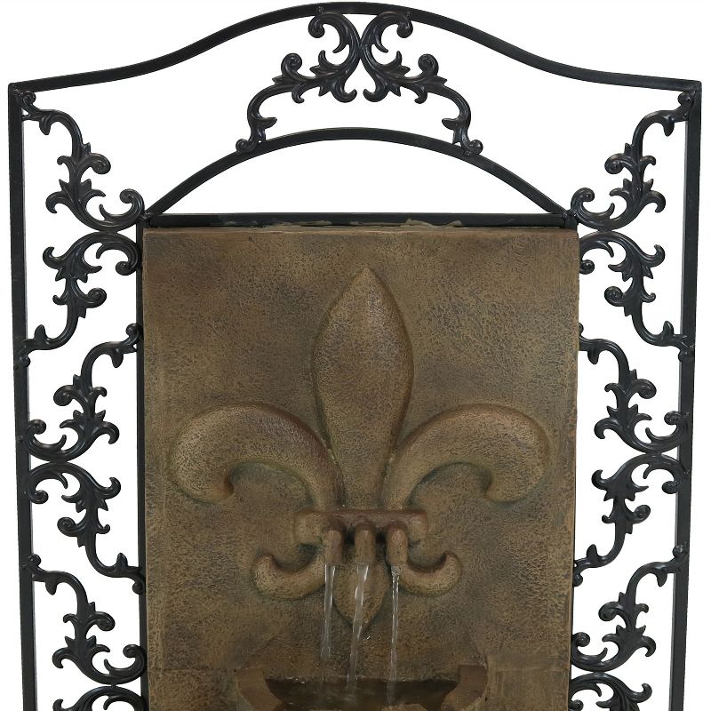 Sunnydaze 33"H Electric Polystone French Lily Design Outdoor Wall-Mount Water Fountain, 3 of 8