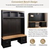 Munora Farmhouse 4-in-1 Hall Tree - Entryway Bench with Coat Rack, Adjustable Shelves & Black Hooks - Wood Grain Top, 55.1"W - 3 of 4