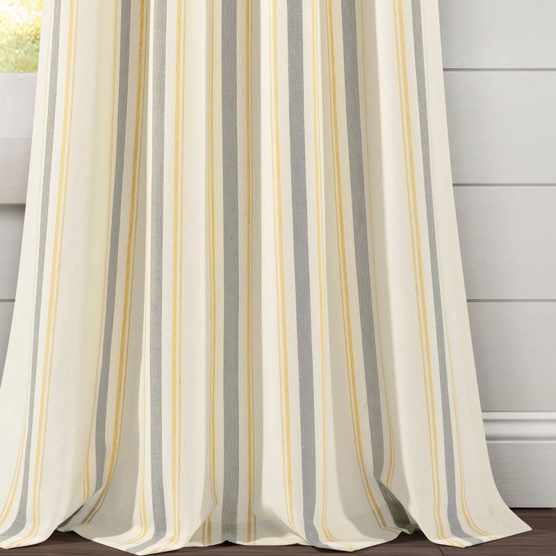 Farmhouse Stripe Yarn Dyed Eco-Friendly Recycled Cotton Window Curtain Panels Yellow/Gray 42X95 Set, 4 of 6