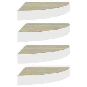vidaXL Wall Corner Shelves 4 pcs Oak and White 9.8"x9.8"x1.4" MDF - 1 of 4