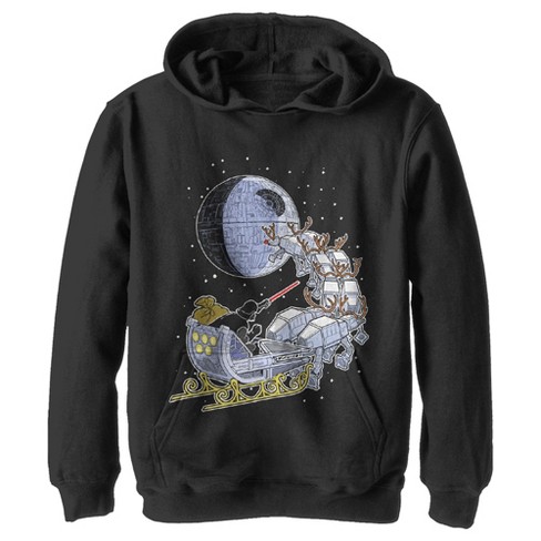 Boy's Star Wars Darth Vader Starry Sleigh Pull Over Hoodie - Black - Large