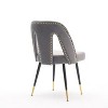 CAVINAS Modern Contemporary Dining Chair Set of 2, Velvet Upholstered Dining Room Chair with Nailheads and Gold-Tipped Black Metal Legs - 4 of 4