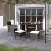 vidaXL Garden Chair And Stool Set of 4 Black, Cream White - 2 of 4