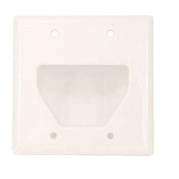 Monoprice 2-Gang Recessed Low Voltage Cable Wall Plate - White