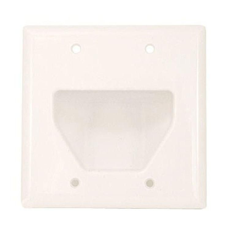 Monoprice 2-Gang Recessed Low Voltage Cable Wall Plate - White, 1 of 5