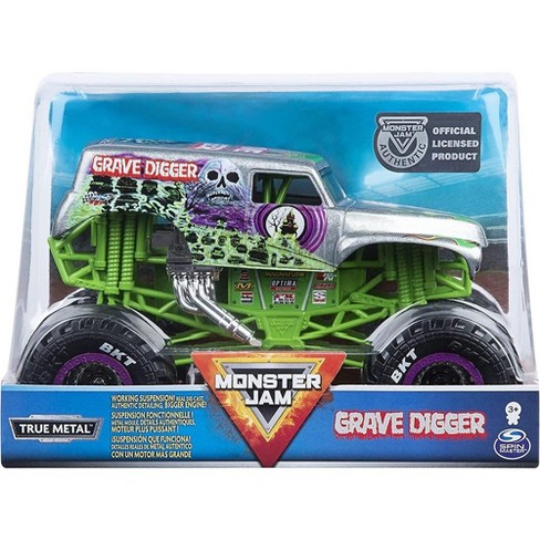 Hot Wheels Monster Jam Grave Digger Die-Cast Vehicle, 1:24 Scale, Black and  Green