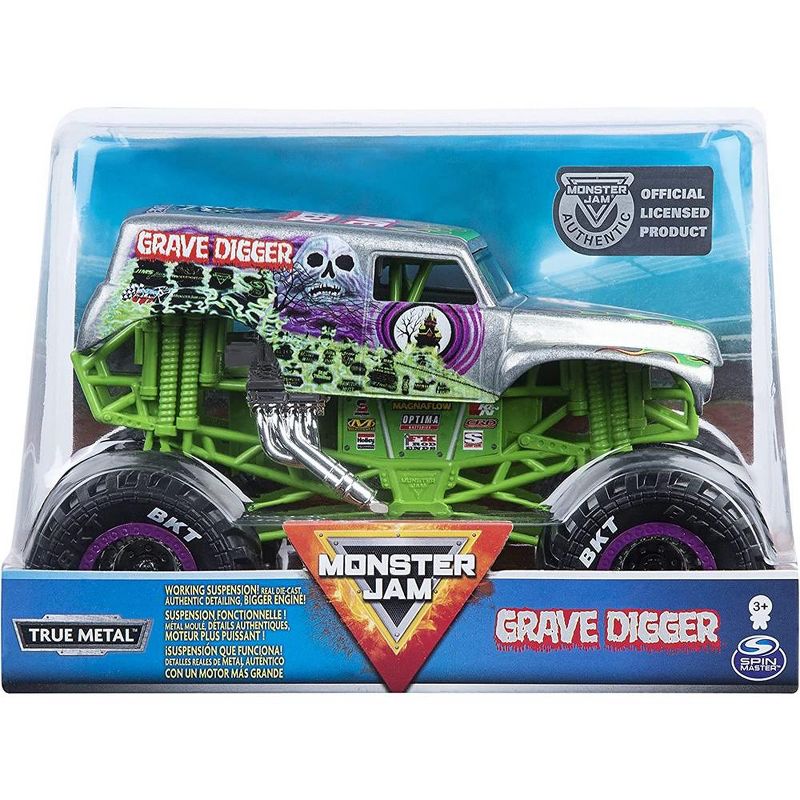 Monster Jam, Official Grave Digger Monster Truck, Die-Cast Vehicle, 1:24 Scale, 1 of 4