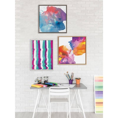 Colorful Abstract Canvas Print for Kids with Natural Frame