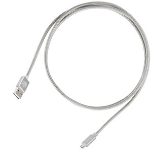 SilverStone Technology  Reversible USB-A to Reversible Micro-B cable 1 meter(3.3ft) Nylon Braided and aluminum shell Silver - 1 of 4